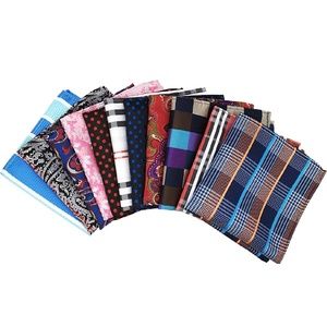Mens Set of 11 Plaid Silk Blend Pocket Squares